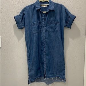 Madewell Denim Shirt Dress with pockets, raw hem